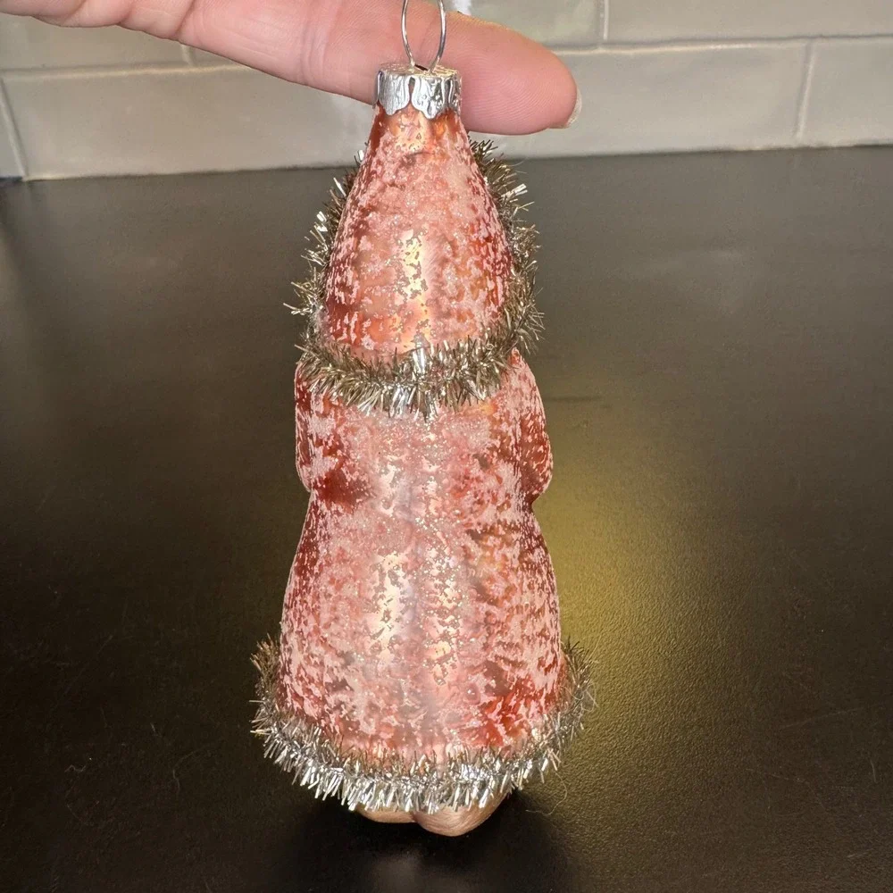 Glass Santa Christmas Ornament 5.25